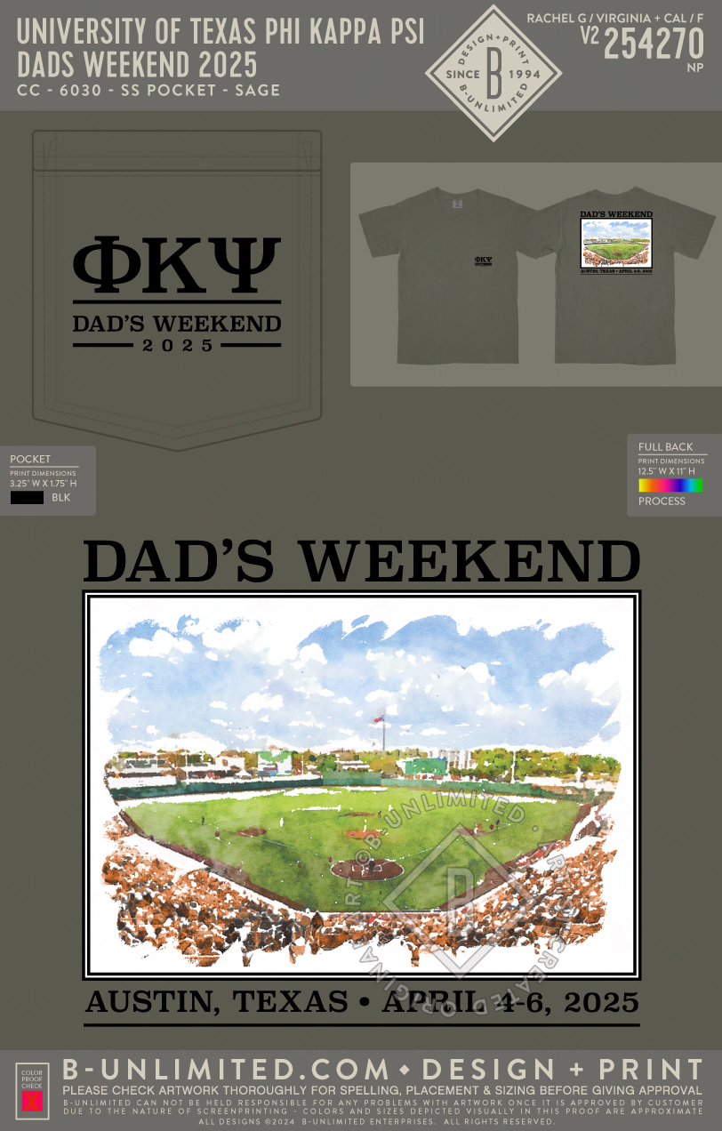 University of Texas Phi Kappa Psi - Dads Weekend 2025 - CC - 6030 - SS Pocket - Sage