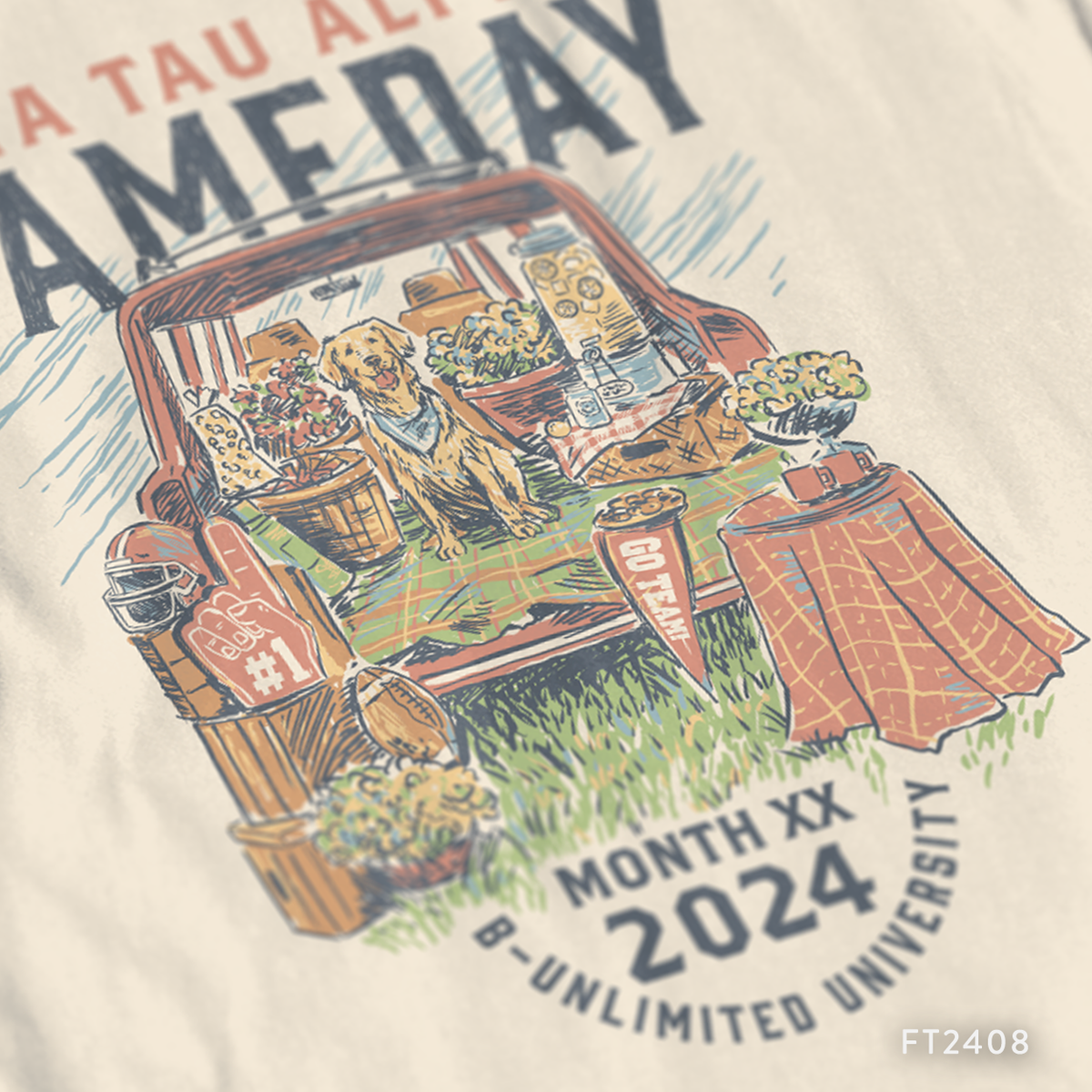 Zeta Tau Alpha Tailgate Game Day T-Shirt Design