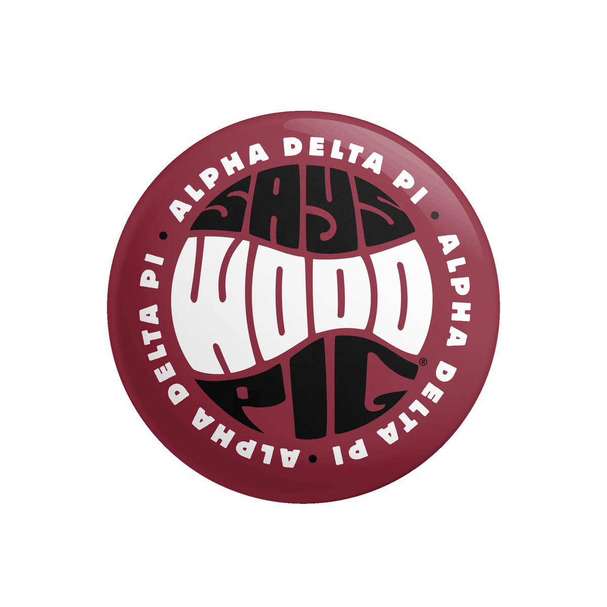 Alpha Delta Pi Says Wooo Pig PR Football Button Design