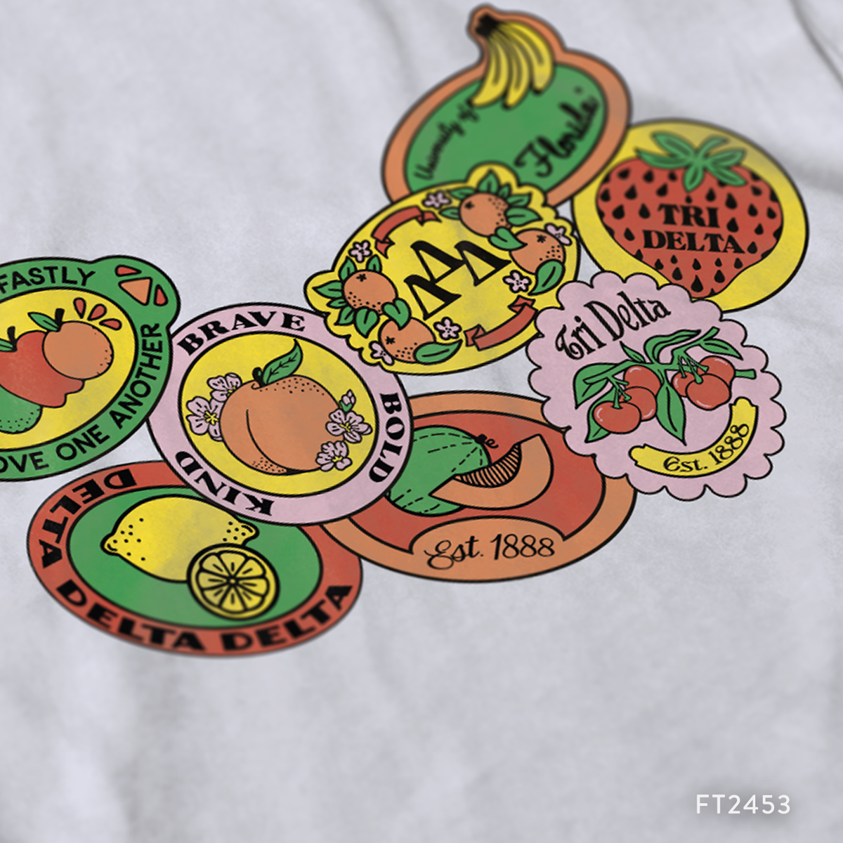 Delta Delta Delta Fruit Sticker PR Shirt Design