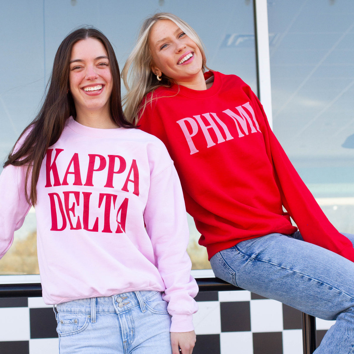 B-Greek - Light Pink Valentine's Crewneck - Alpha Gamma Delta