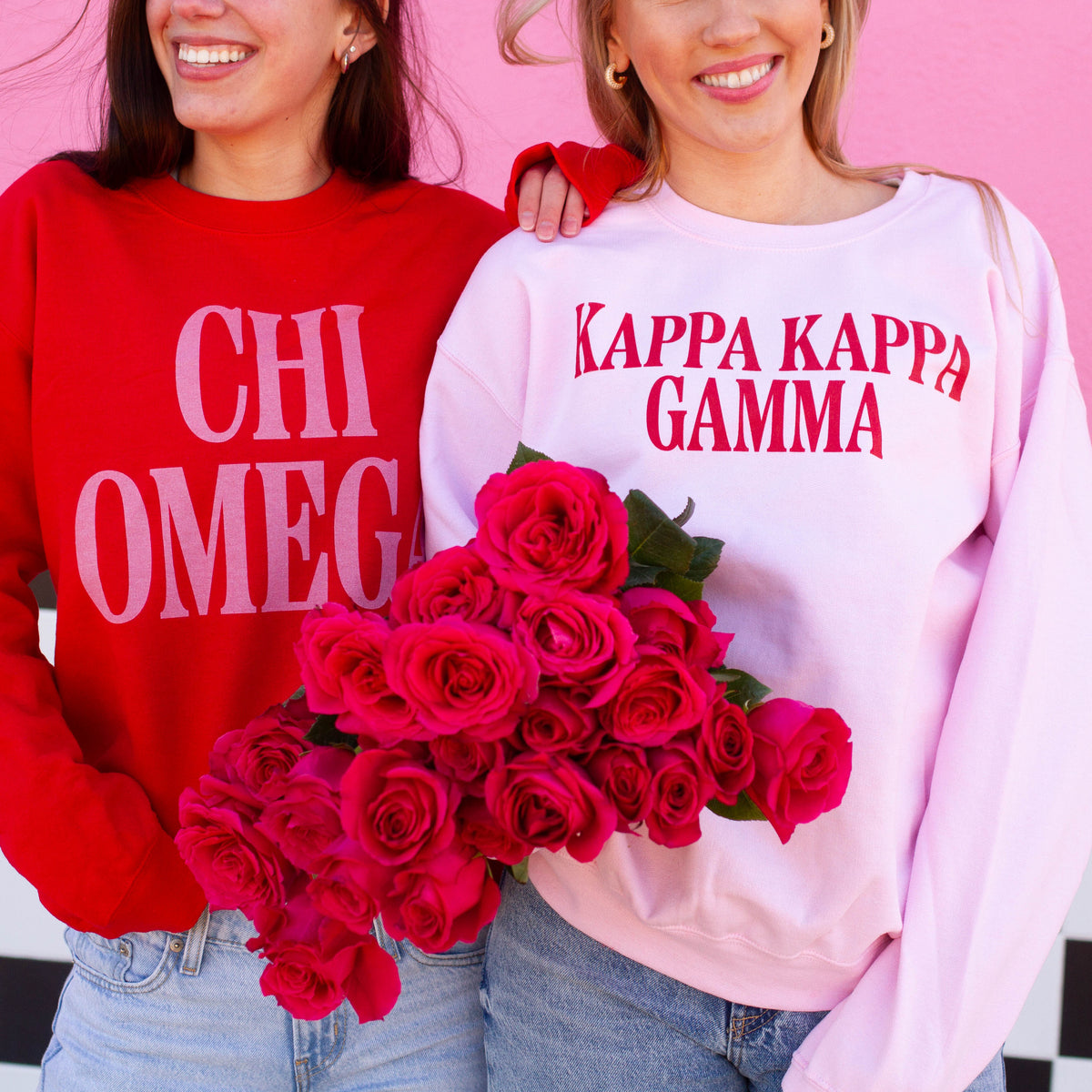 B-Greek - Light Pink Valentine's Crewneck - Alpha Chi Omega