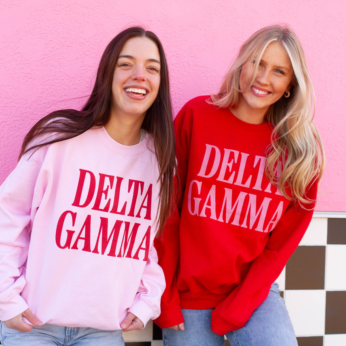 B-Greek - Light Pink Valentine's Crewneck - Delta Gamma