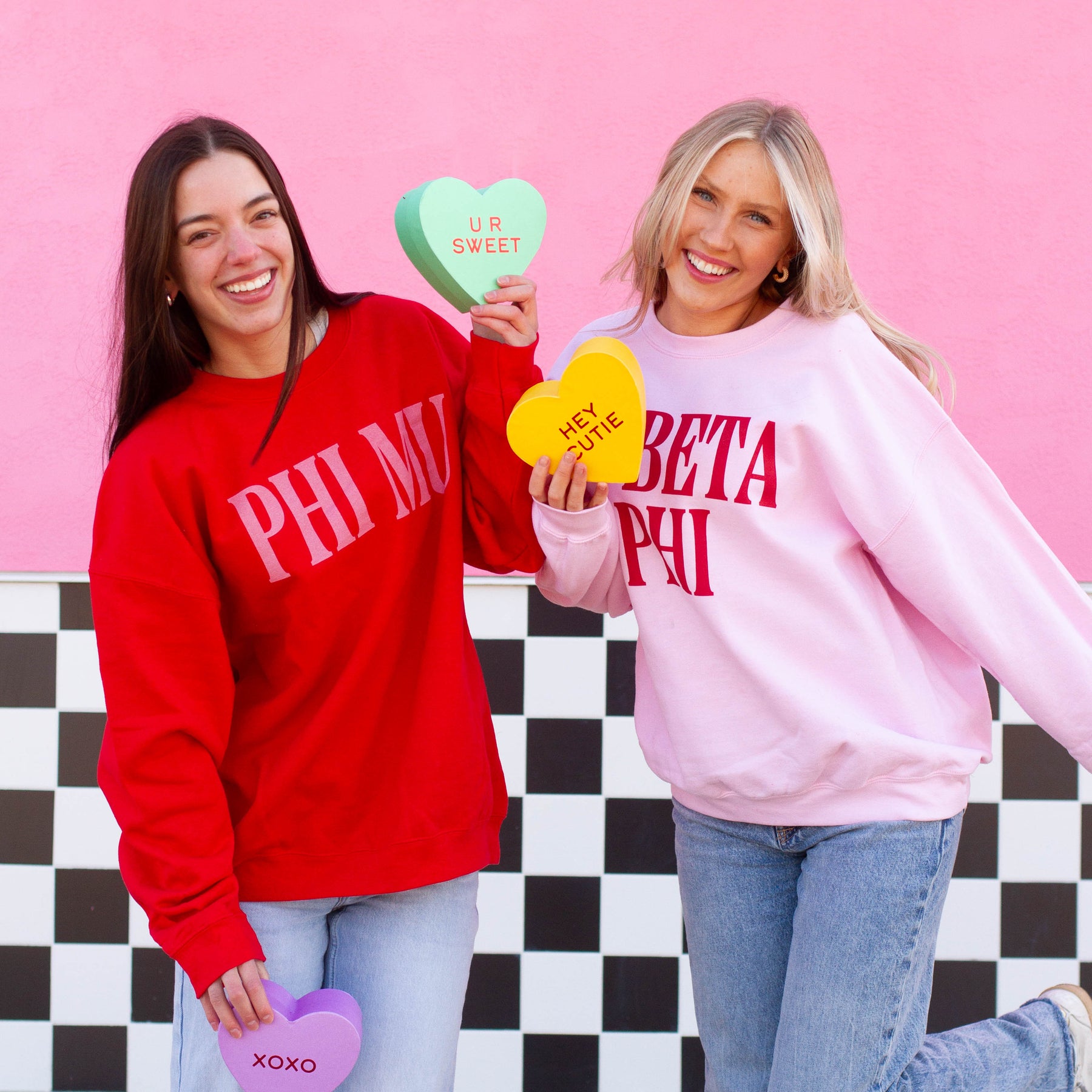 B-Greek - Light Pink Valentine's Crewneck - Alpha Delta Pi