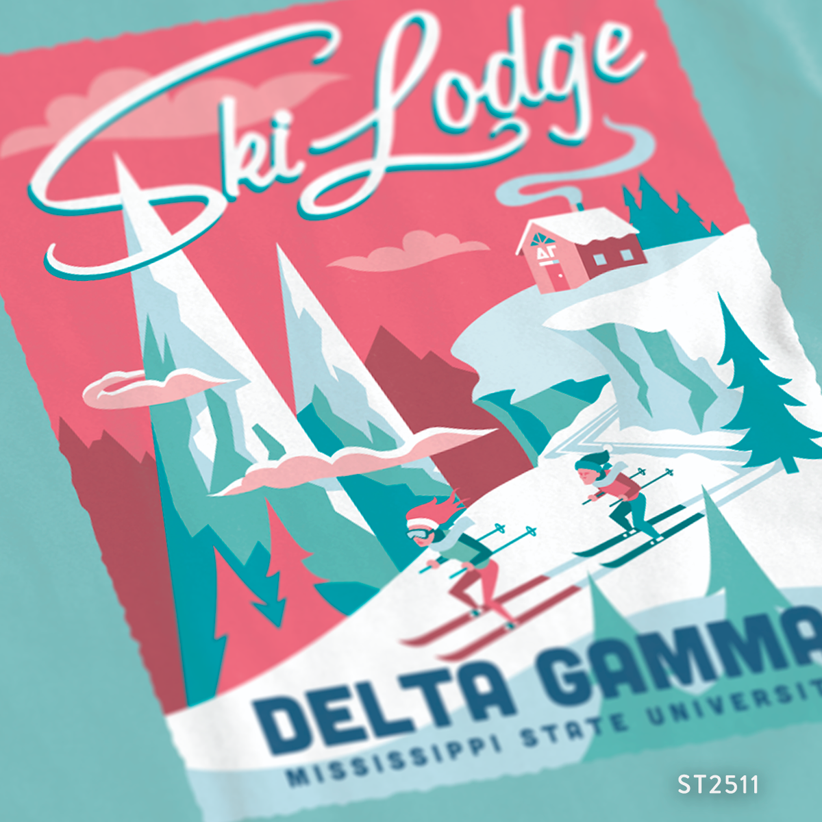 Delta Gamma Ski Lodge Theme T-Shirt Design