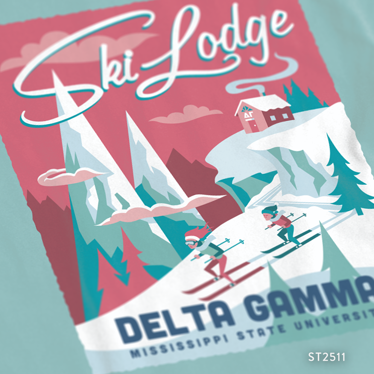 Delta Gamma Ski Lodge Theme T-Shirt Design