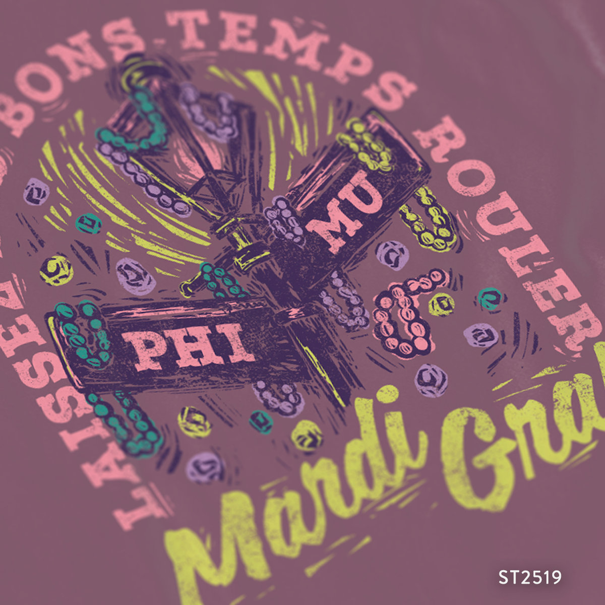 Phi Mu Mardi Gras Formal T-Shirt Design