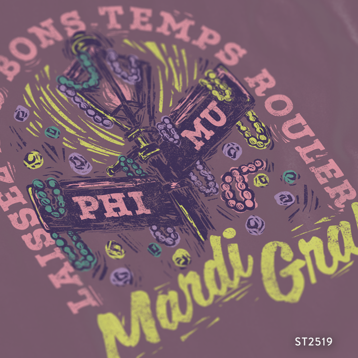 Phi Mu Mardi Gras Formal T-Shirt Design