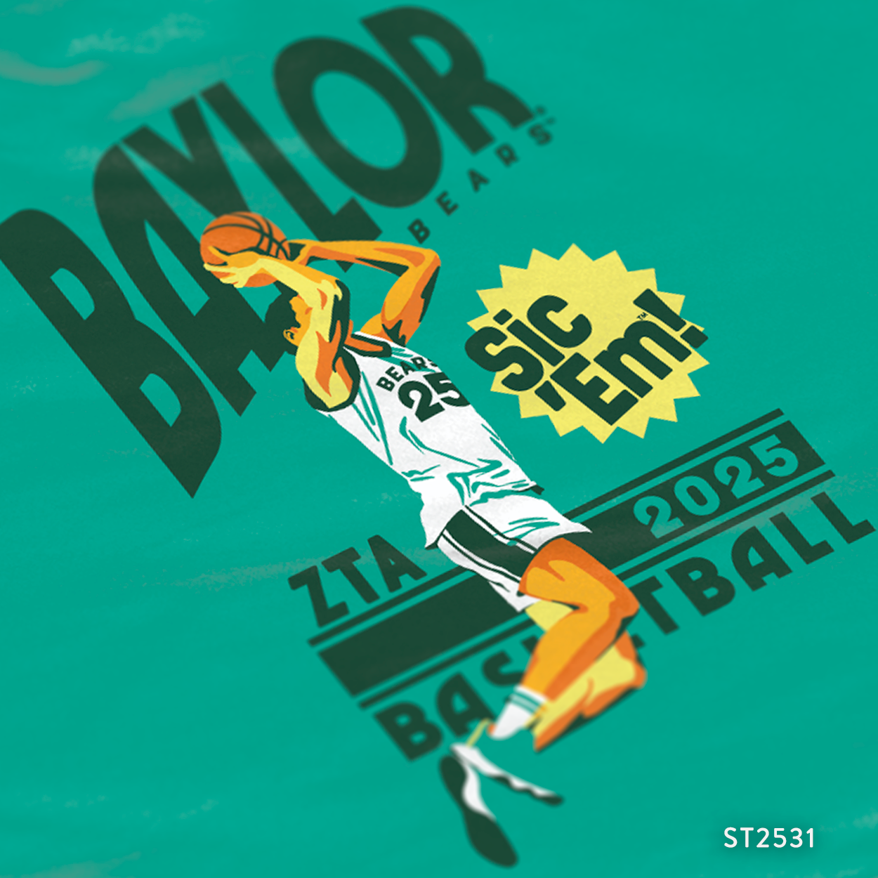 Baylor Zeta Tau Alpha Basketball PR T-Shirt Design