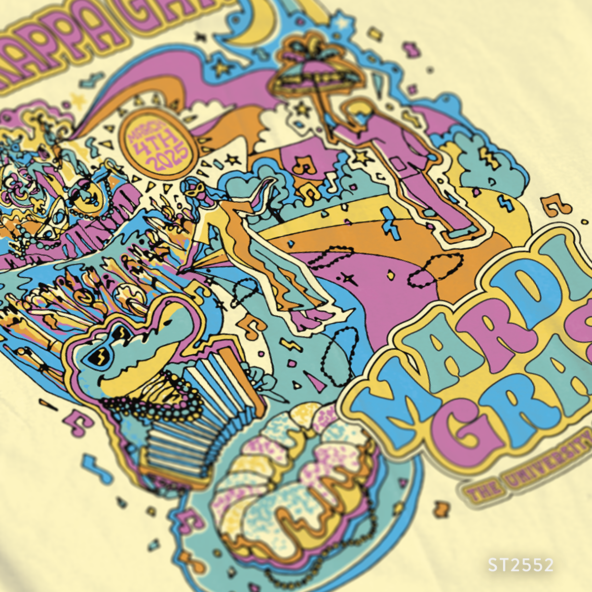 Kappa Kappa Gamma Retro Mardi Gras T-Shirt Design