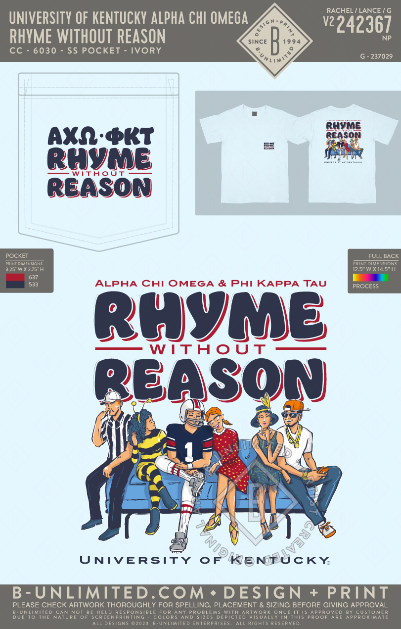 University of Kentucky Alpha Chi Omega Rhyme without Reason CC 6030 SS Pocket Chambray