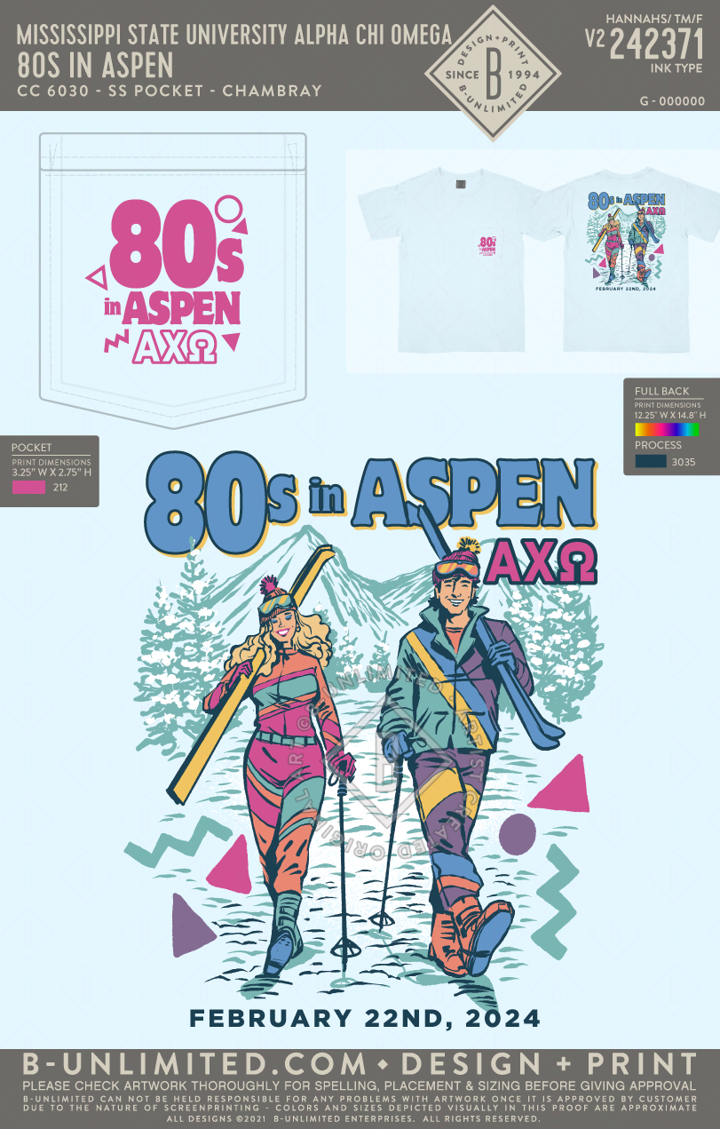 Mississippi State University Alpha Chi Omega 80 s In Aspen CC 6030 SS Pocket Chambray